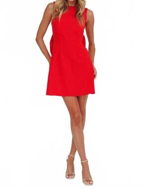 NEW ONE & ONLY statement bow back mini dress in scarlet